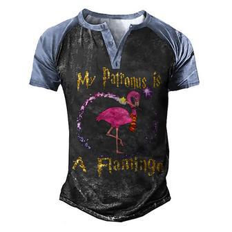 My Patronus Is A Flamingo Magic Gifts Men's Henley Shirt Raglan Sleeve 3D Print T-shirt - Thegiftio UK