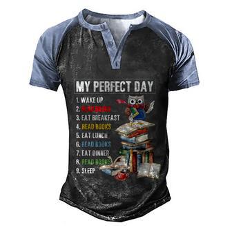 My Perfect Day Read Books Funny Reading Book Lover Funny Gift Graphic Design Printed Casual Daily Basic Men's Henley Shirt Raglan Sleeve 3D Print T-shirt - Thegiftio UK