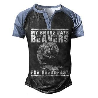 My Snake Eats Beavers Men's Henley Shirt Raglan Sleeve 3D Print T-shirt - Seseable
