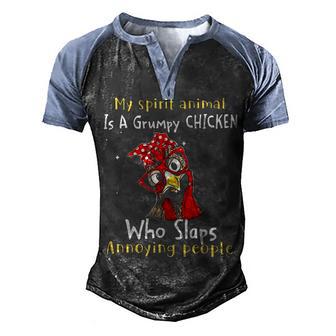 My Spirit Animal Is A Grumpy Chicken Men's Henley Shirt Raglan Sleeve 3D Print T-shirt - Thegiftio UK