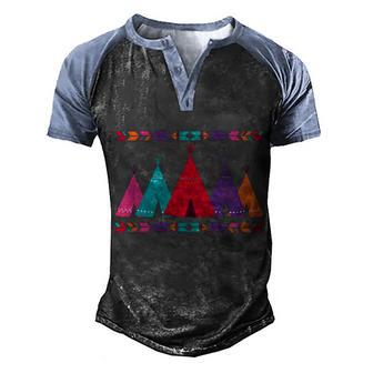 Native American Teepee Pattern Graphic Design Printed Casual Daily Basic V2 Men's Henley Shirt Raglan Sleeve 3D Print T-shirt - Thegiftio UK