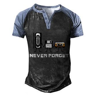 Never Forget Vintage Tapes Graphic Design Printed Casual Daily Basic Men's Henley Shirt Raglan Sleeve 3D Print T-shirt - Thegiftio UK