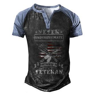 Never Underestimate The Power Of Veteran Graphic Design Printed Casual Daily Basic V2 Men's Henley Shirt Raglan Sleeve 3D Print T-shirt - Thegiftio UK