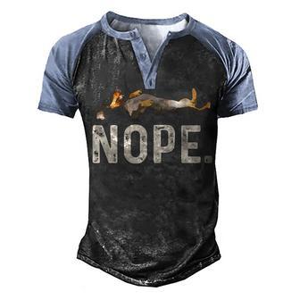 Nope Lazy Dachshund Men's Henley Shirt Raglan Sleeve 3D Print T-shirt - Thegiftio UK