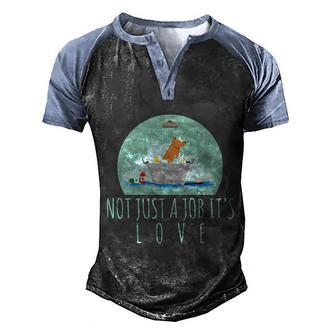 Not Just A Job Its Love Dog Groomer Men's Henley Shirt Raglan Sleeve 3D Print T-shirt - Thegiftio UK
