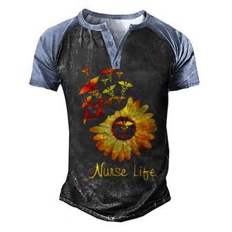 Nurse Life Sunflower Men's Henley Shirt Raglan Sleeve 3D Print T-shirt - Thegiftio UK