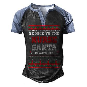 Nurse Santa Ugly Christmas Sweater V2 Men's Henley Shirt Raglan Sleeve 3D Print T-shirt - Thegiftio UK