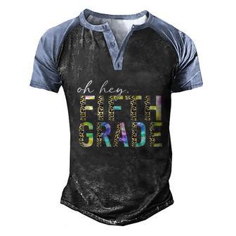 Oh Hey Fifth Grade Teacher 5Th Grade Tie Dye Leopard Graphic Design Printed Casual Daily Basic Men's Henley Shirt Raglan Sleeve 3D Print T-shirt - Thegiftio UK