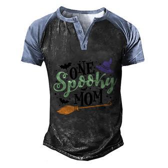 One Spooky Mom Witch Hat Broom Halloween Quote Graphic Design Printed Casual Daily Basic Men's Henley Shirt Raglan Sleeve 3D Print T-shirt - Thegiftio UK