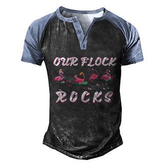 Our Flock Rocks Summer Vacation Flamingo Squad Funny Gift Graphic Design Printed Casual Daily Basic Men's Henley Shirt Raglan Sleeve 3D Print T-shirt - Thegiftio UK