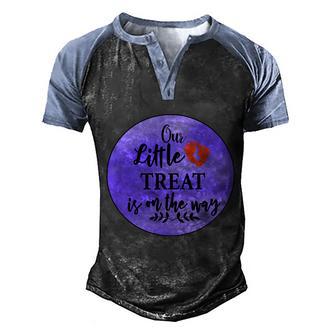 Our Little Treat Is On The Way Halloween Quote Graphic Design Printed Casual Daily Basic Men's Henley Shirt Raglan Sleeve 3D Print T-shirt - Thegiftio UK