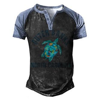 Outer Banks Nc Beach Design Sea Turtle Illustration Gift Men's Henley Shirt Raglan Sleeve 3D Print T-shirt - Thegiftio UK