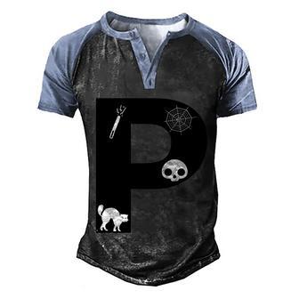 P Name Character Spiderweb Magic Stick Halloween Quote Graphic Design Printed Casual Daily Basic Men's Henley Shirt Raglan Sleeve 3D Print T-shirt - Thegiftio UK