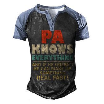 Pa Knows Everything Vintage Family Gift Men's Henley Shirt Raglan Sleeve 3D Print T-shirt - Thegiftio UK