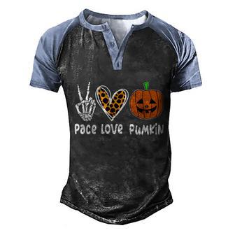 Pace Love Pumkin Halloween Love Heart Skeleton Peace Pumpkins Graphic Design Printed Casual Daily Basic Men's Henley Shirt Raglan Sleeve 3D Print T-shirt - Thegiftio UK