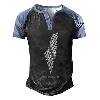 Palestine Keffiyeh Map Palestinian Free Palestine Funny Gift Graphic Design Printed Casual Daily Basic Men's Henley Shirt Raglan Sleeve 3D Print T-shirt - Thegiftio UK