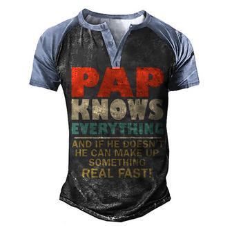 Pap Knows Everything Vintage Family Gift V2 Men's Henley Shirt Raglan Sleeve 3D Print T-shirt - Thegiftio UK