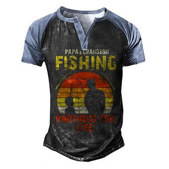 Papa & Grandson Fishing Partners For Life Men's Henley Shirt Raglan Sleeve 3D Print T-shirt - Thegiftio UK