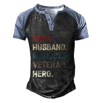 Papa Husband Protector Veteran Hero Grandpa Dad Men Gift T Graphic Design Printed Casual Daily Basic Men's Henley Shirt Raglan Sleeve 3D Print T-shirt - Thegiftio UK