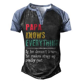 Papa Knows Everythings Graphic Design Printed Casual Daily Basic Men's Henley Shirt Raglan Sleeve 3D Print T-shirt - Thegiftio UK