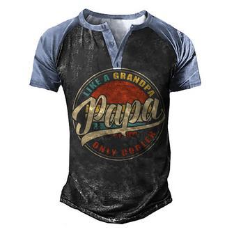 Papa Like A Grandpa Only Cooler Vintage Family Gifts Men's Henley Shirt Raglan Sleeve 3D Print T-shirt - Thegiftio UK