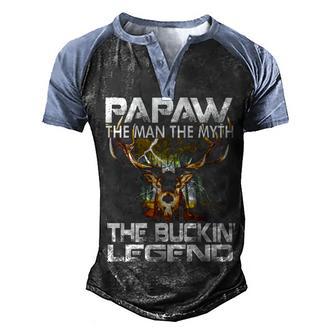 Papaw The Man The Myth The Buckin Legend Hunting Gift Men's Henley Shirt Raglan Sleeve 3D Print T-shirt - Thegiftio UK