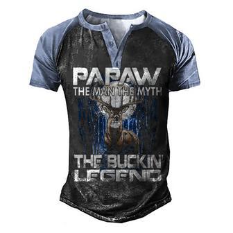 Papaw The Man The Myth The Buckin Legend Hunting Men's Henley Shirt Raglan Sleeve 3D Print T-shirt - Thegiftio UK