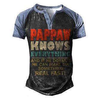 Pappaw Knows Everything Vintage Family Gift Men's Henley Shirt Raglan Sleeve 3D Print T-shirt - Thegiftio UK
