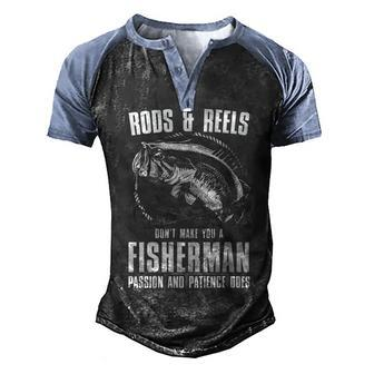 Passion & Patience Makes You A Fisherman Men's Henley Shirt Raglan Sleeve 3D Print T-shirt - Seseable