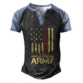 Patriotic U S Army Veteran Red Line American Flag Vintage Graphic Design Printed Casual Daily Basic Men's Henley Shirt Raglan Sleeve 3D Print T-shirt - Thegiftio UK