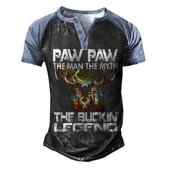 Paw Paw The Man The Myth The Buckin Legend Hunting Gift Men's Henley Shirt Raglan Sleeve 3D Print T-shirt - Thegiftio UK