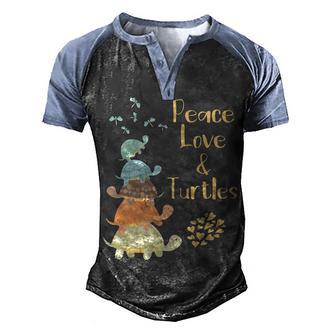 Peace Love And Turtles Gift Ideas Whimsical Turtle Gifts Men's Henley Shirt Raglan Sleeve 3D Print T-shirt - Thegiftio UK