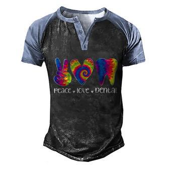 Peace Love Dental Tie Dye Dental Assistant Hygienist Dentist Gift Graphic Design Printed Casual Daily Basic Men's Henley Shirt Raglan Sleeve 3D Print T-shirt - Thegiftio UK