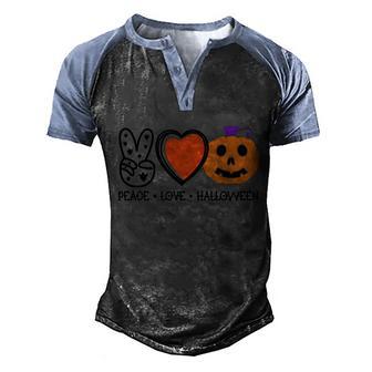 Peace Love Halloween Pumpkin Halloween Day Graphic Design Printed Casual Daily Basic Men's Henley Shirt Raglan Sleeve 3D Print T-shirt - Thegiftio UK