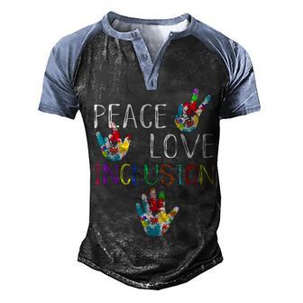 Peace Love Inclusion Sped Squad Special Ed Teacher Gift Men's Henley Shirt Raglan Sleeve 3D Print T-shirt - Thegiftio UK