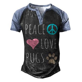 Peace Love Pugs Graphic Design Printed Casual Daily Basic Men's Henley Shirt Raglan Sleeve 3D Print T-shirt - Thegiftio UK