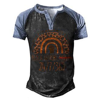 Peach Leopard Rainbow Fist Black History 24 7 365 Bhm Women Men's Henley Shirt Raglan Sleeve 3D Print T-shirt - Thegiftio UK