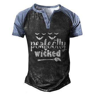 Perfectly Wicked Halloween Quote Graphic Design Printed Casual Daily Basic V3 Men's Henley Shirt Raglan Sleeve 3D Print T-shirt - Thegiftio UK