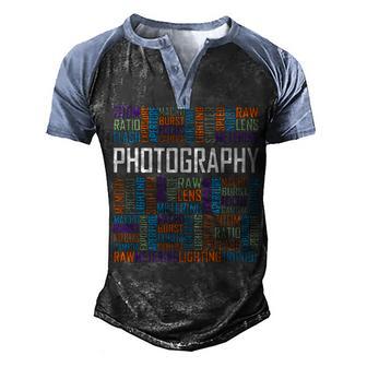 Photography Words Men's Henley Shirt Raglan Sleeve 3D Print T-shirt - Thegiftio UK