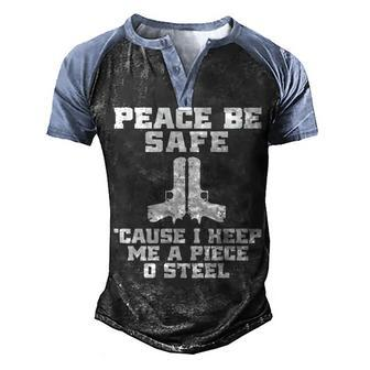 Piece O Steel Men's Henley Shirt Raglan Sleeve 3D Print T-shirt - Seseable