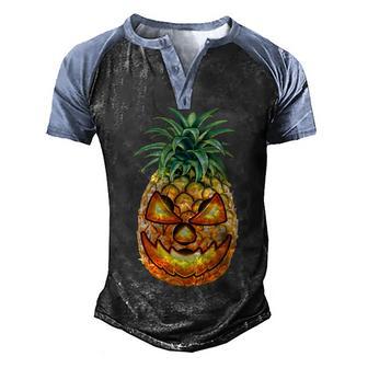 Pineapple Jack O Lantern Face Graphic Design Printed Casual Daily Basic V2 Men's Henley Shirt Raglan Sleeve 3D Print T-shirt - Thegiftio UK