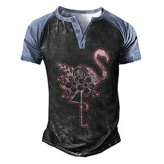 Pink Dreaming Flowers Ladys Melanin Flamingo Sweat Men's Henley Shirt Raglan Sleeve 3D Print T-shirt - Thegiftio UK