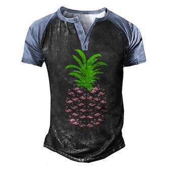 Pink Flamingo Pineapple 2 Men's Henley Shirt Raglan Sleeve 3D Print T-shirt - Thegiftio UK