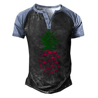 Pink Flamingo Pineapple 3 Men's Henley Shirt Raglan Sleeve 3D Print T-shirt - Thegiftio UK
