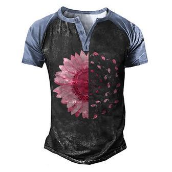 Pink Flamingo Sunflower Men's Henley Shirt Raglan Sleeve 3D Print T-shirt - Thegiftio UK