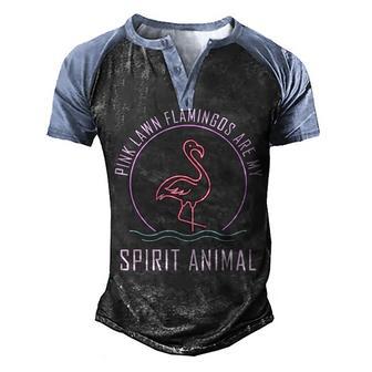 Pink Lawn Flamingos Are My Spirit Flamingo Men's Henley Shirt Raglan Sleeve 3D Print T-shirt - Thegiftio UK