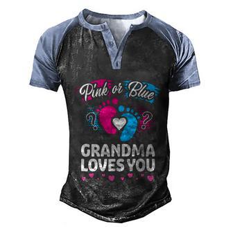 Pink Or Blue Grandma Loves You Gift Gender Reveal Cool Gift Men's Henley Shirt Raglan Sleeve 3D Print T-shirt - Monsterry AU