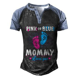 Pink Or Blue Mommy Loves You Gender Reveal Baby Gift Men's Henley Shirt Raglan Sleeve 3D Print T-shirt - Monsterry AU