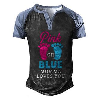 Pink Or Blue Pa Loves You Gender Reveal Meaningful Gift Men's Henley Shirt Raglan Sleeve 3D Print T-shirt - Monsterry AU