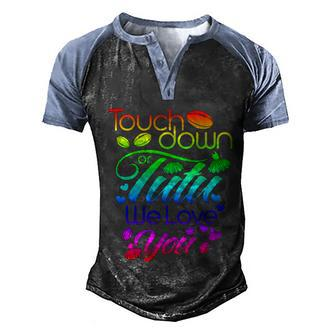 Pink Or Blue Touchdown Or Tutu We Love You Gender Reveal Gift Men's Henley Shirt Raglan Sleeve 3D Print T-shirt - Monsterry